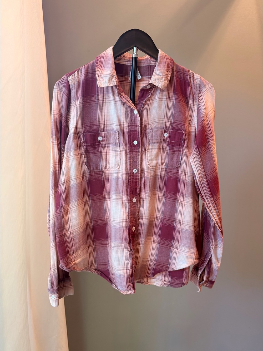 Mudd Plaid Flannel Button-Up Shirt S Red Cotton Country Farm Gardening Rodeo 90s